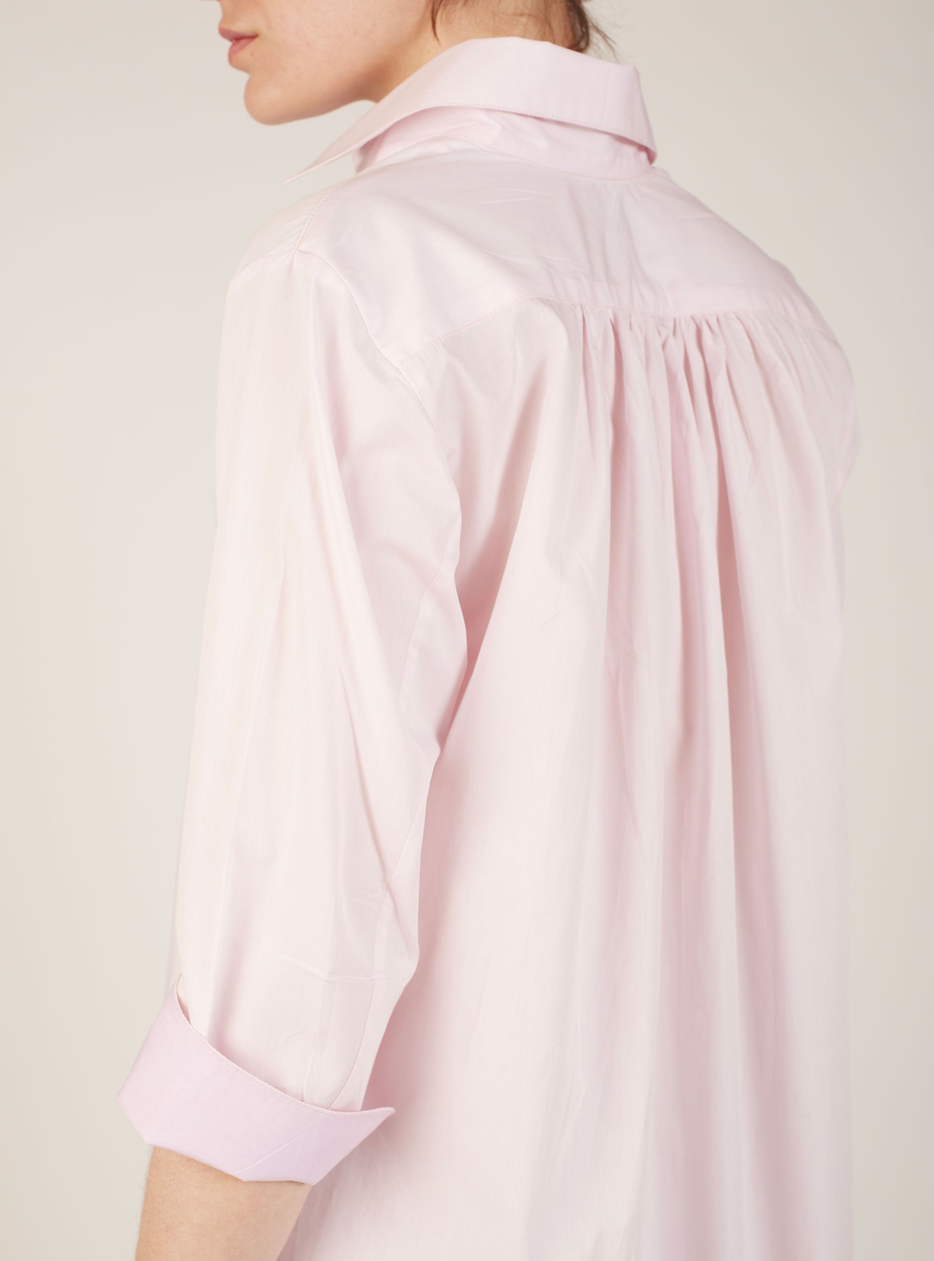 Back view of Angelica Pink shirt Dress by Thierry Colson