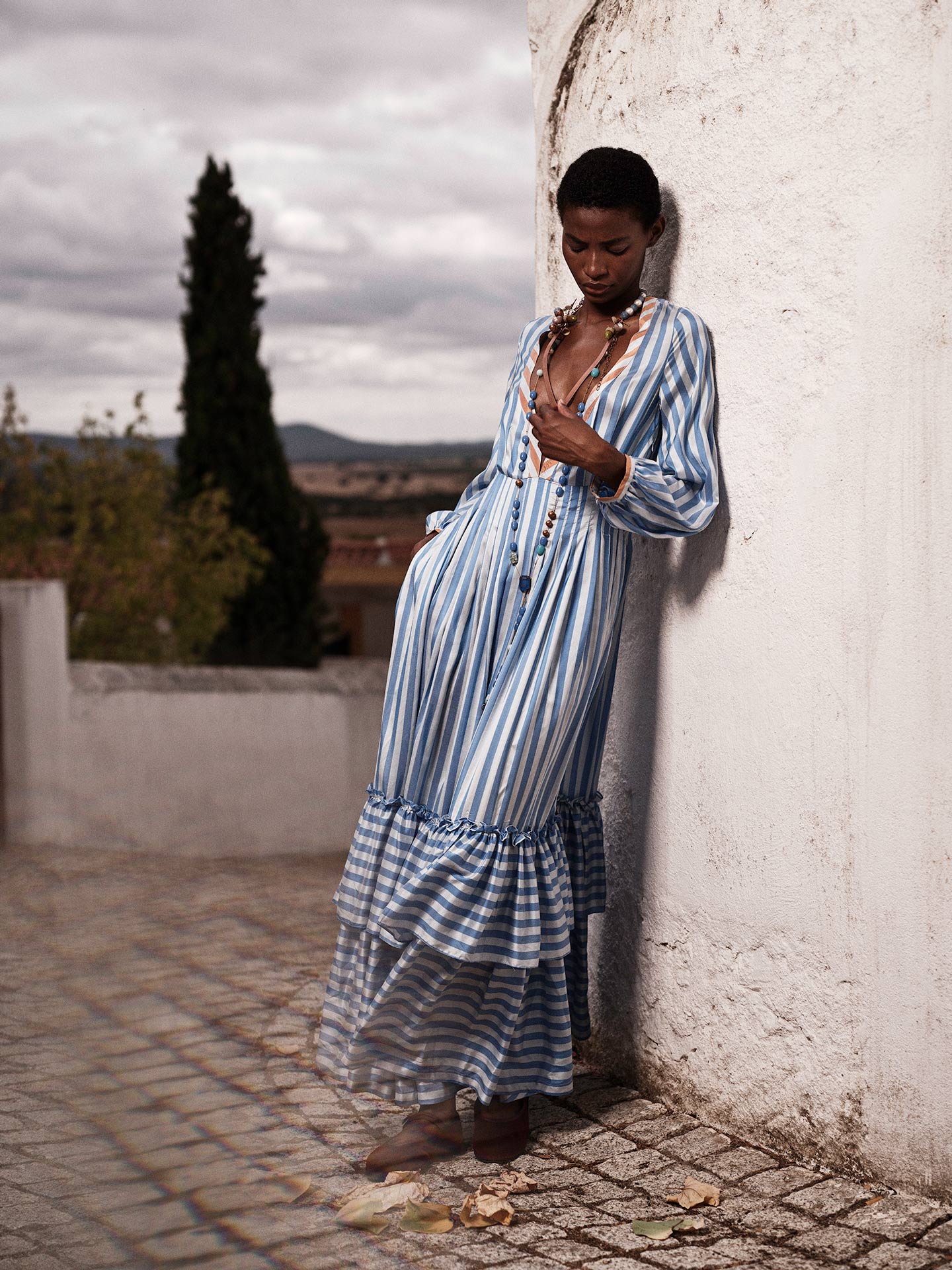 Zadig Long Dress Bouboulina Stripes Sapphire Brandy Thierry Colson