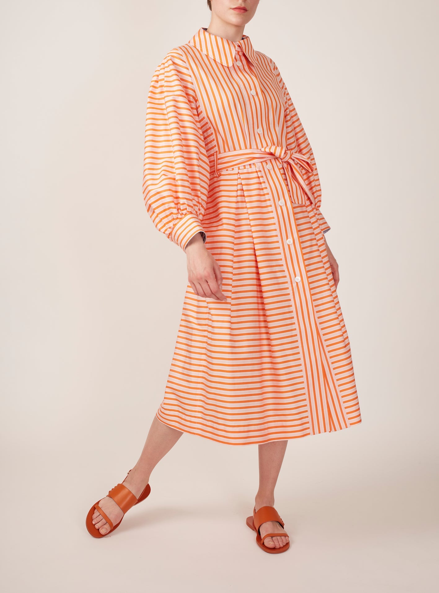 Front view of Yvonne  Mayfair Orange Dress by Thierry Colson