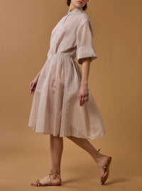 Oriane Knee Dress - Berlingot Stripes - Mint / Pink