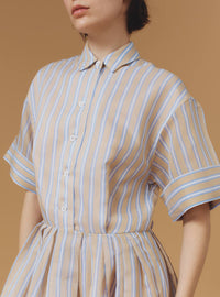 Oriane Knee Dress - Berlingot Stripes - Nude / Parma