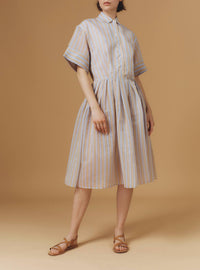 Oriane Knee Dress - Berlingot Stripes - Nude / Parma