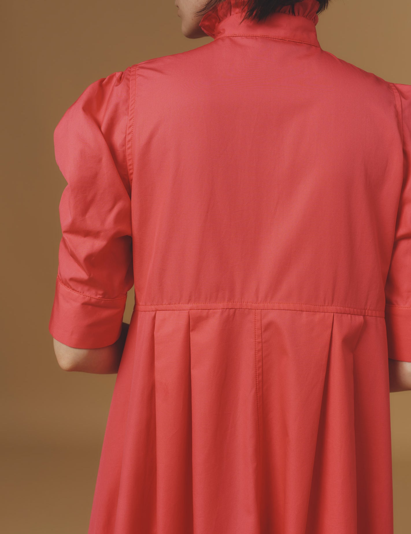 Back detail of Venetia Plain Poplin Geranium Dress by Thierry Colson