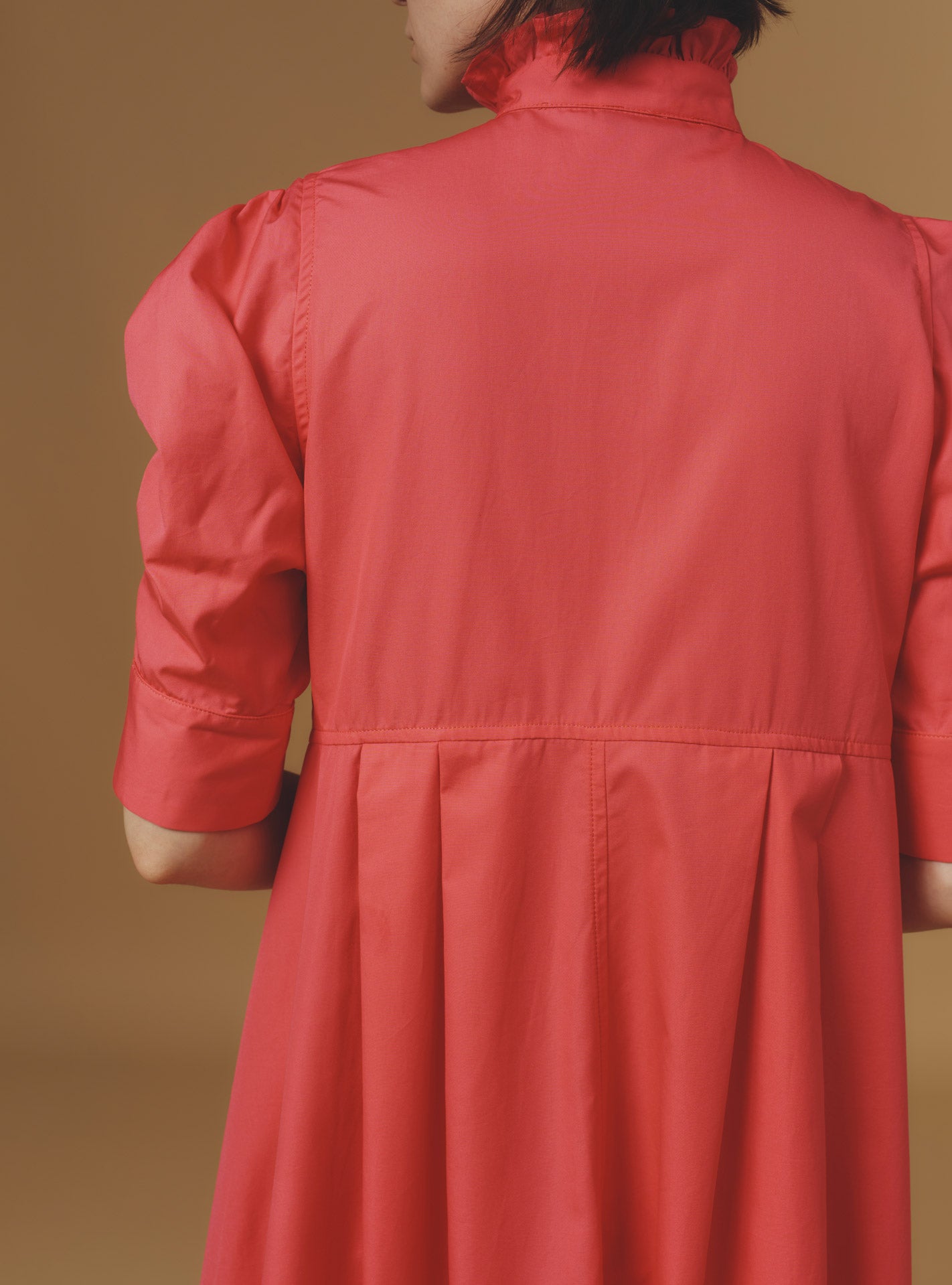 Back detail of Venetia Plain Poplin Geranium Dress by Thierry Colson