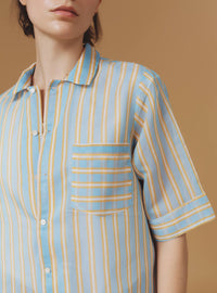 Zouk Shirt - Berlingot Stripes - Heaven Blue / Corn