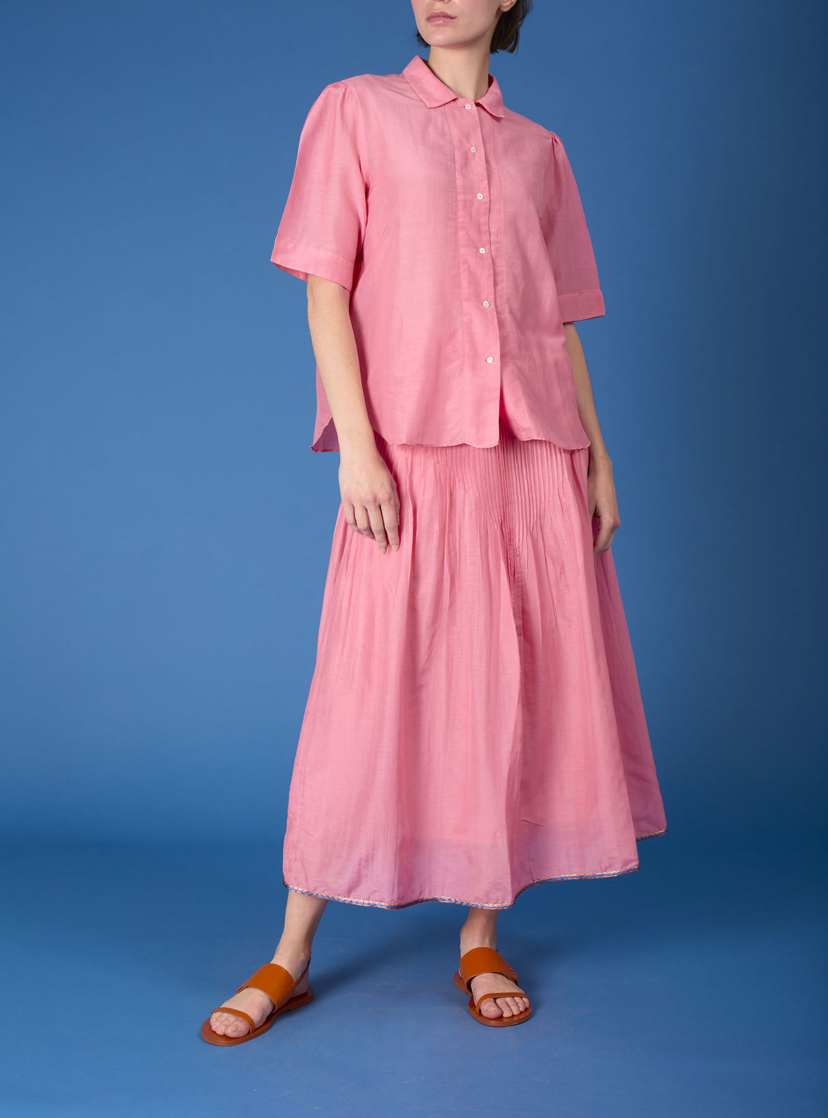 Large Front view Betty Candy Pink Shirt by Thierry Colson