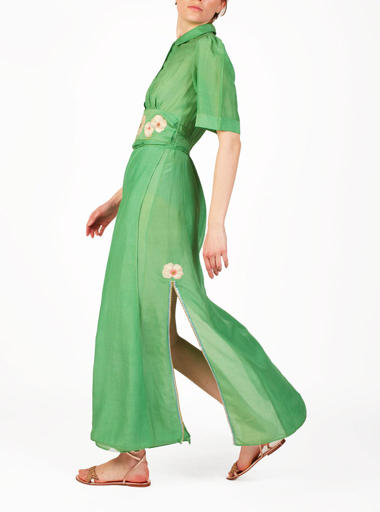Dress Longue Green embroidery for summer