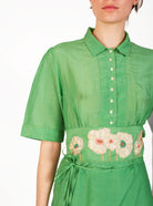 Top Detail of Betty Veridian Green long Dress for summer by Thierry Colson