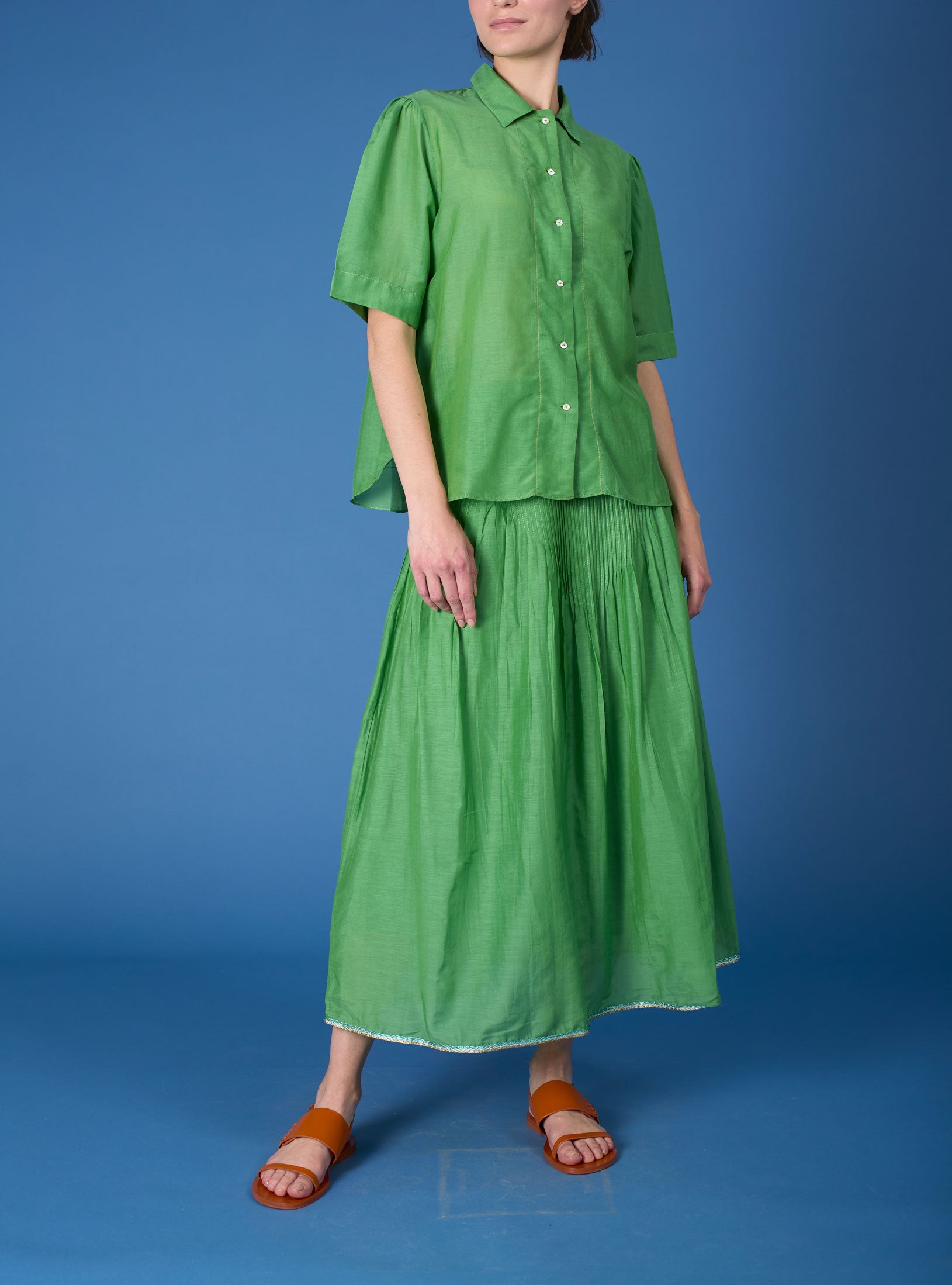 Large view of Betty Gipsy Embroidery Veridian Green Shirt with Verde skirt by Thierry Colson 