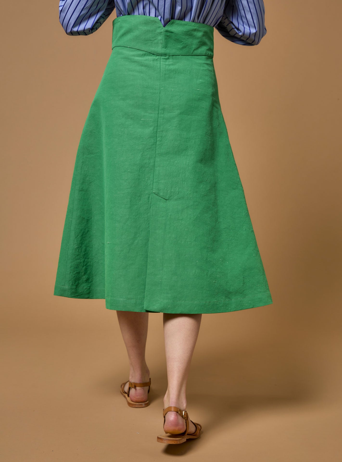 Back view of Yardley The Gentle Gardener Grass lining Bubblegum Skirt by Thierry Colson