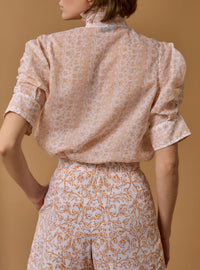 Back view of Vita Evora Print Brandy Blouse by Thierry Colson