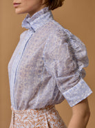 Detail sleeve of Vita Evora Print Baby Lavender Blouse by Thierry Colson