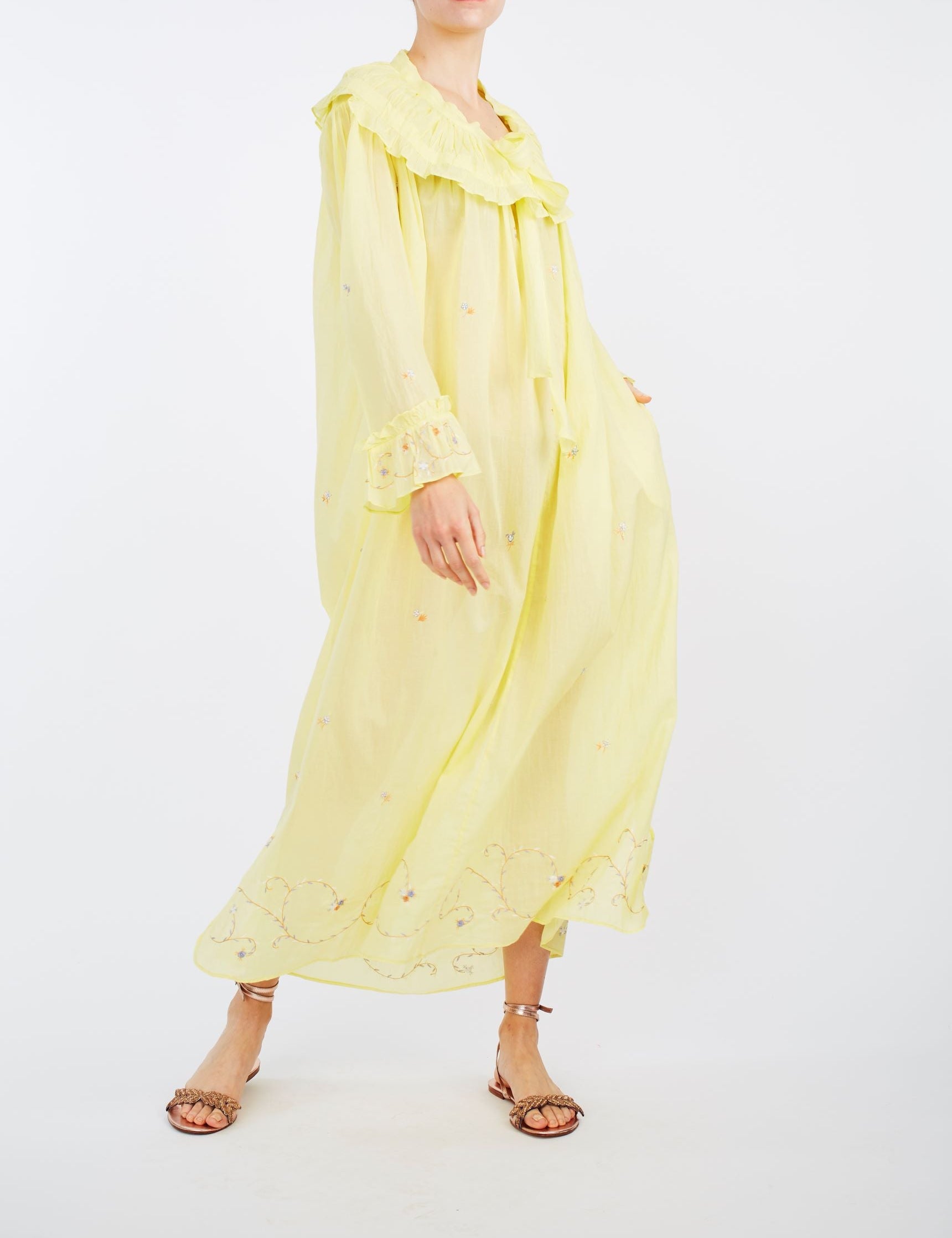 Front view Dauphine sweet lemon dress by Thierry Colson 