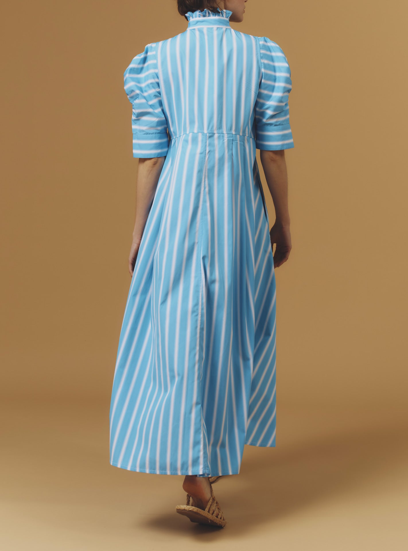 Back view of Venetia Azur Dress - Downing Poplin - Thierry Colson