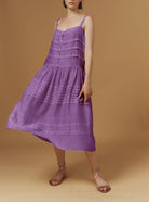 Large view of Zafiria Optical Pleats Wisteria dress by Thierry Colson 