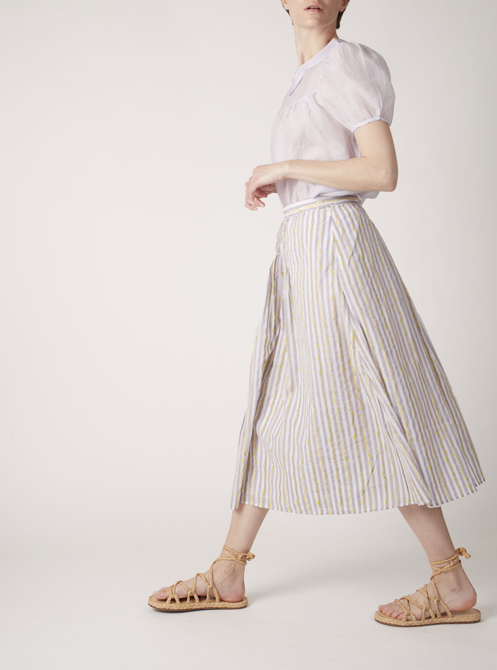 Striped top linen skirt