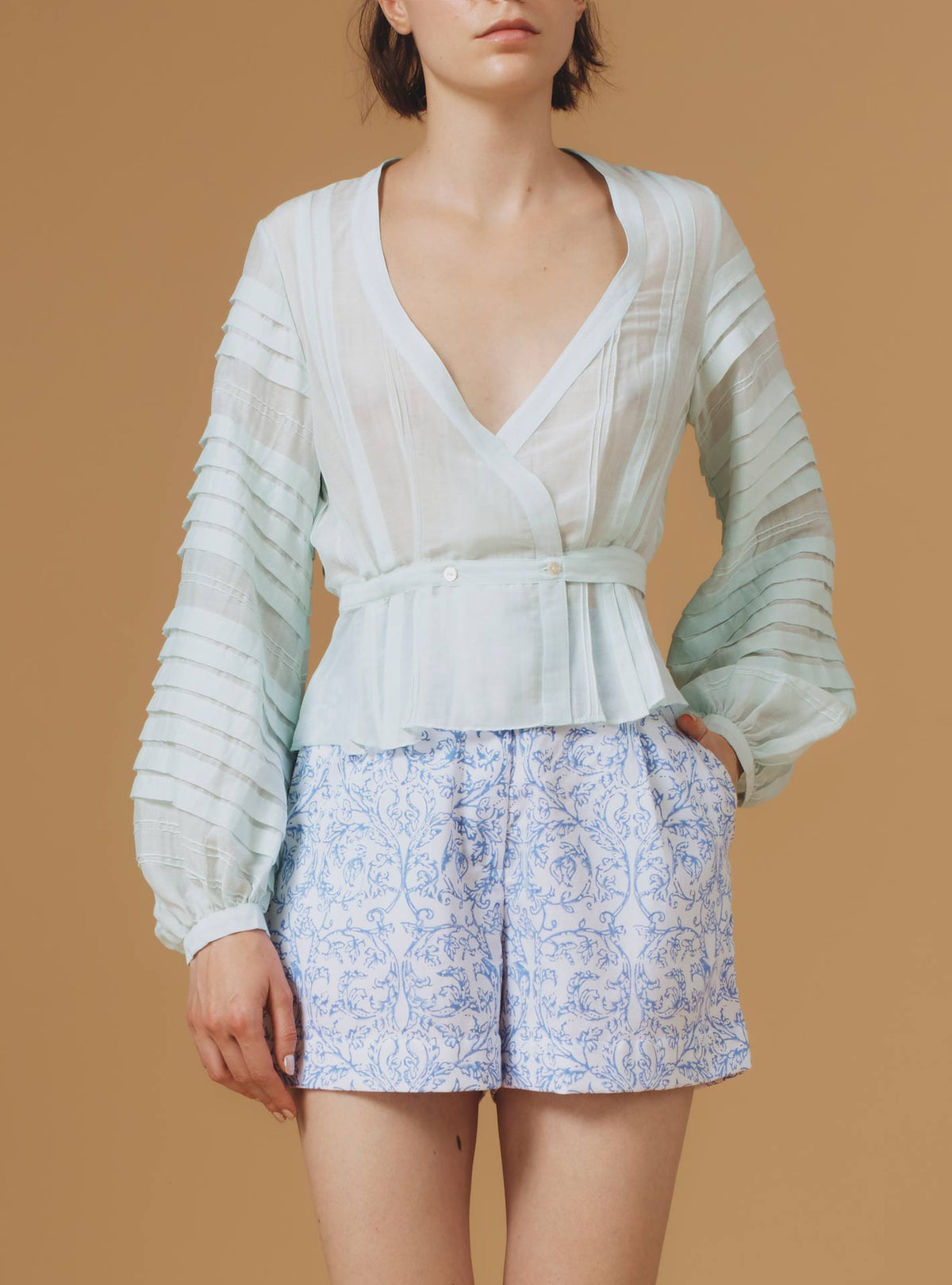 Zoran Blouse - Optical Pleats - Mint