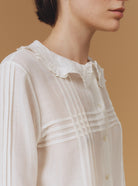 Collar detail of Zulaika Boutis Off White Blouse by Thierry Colson
