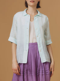 Zouk Shirt - Optical Pleats - Mint