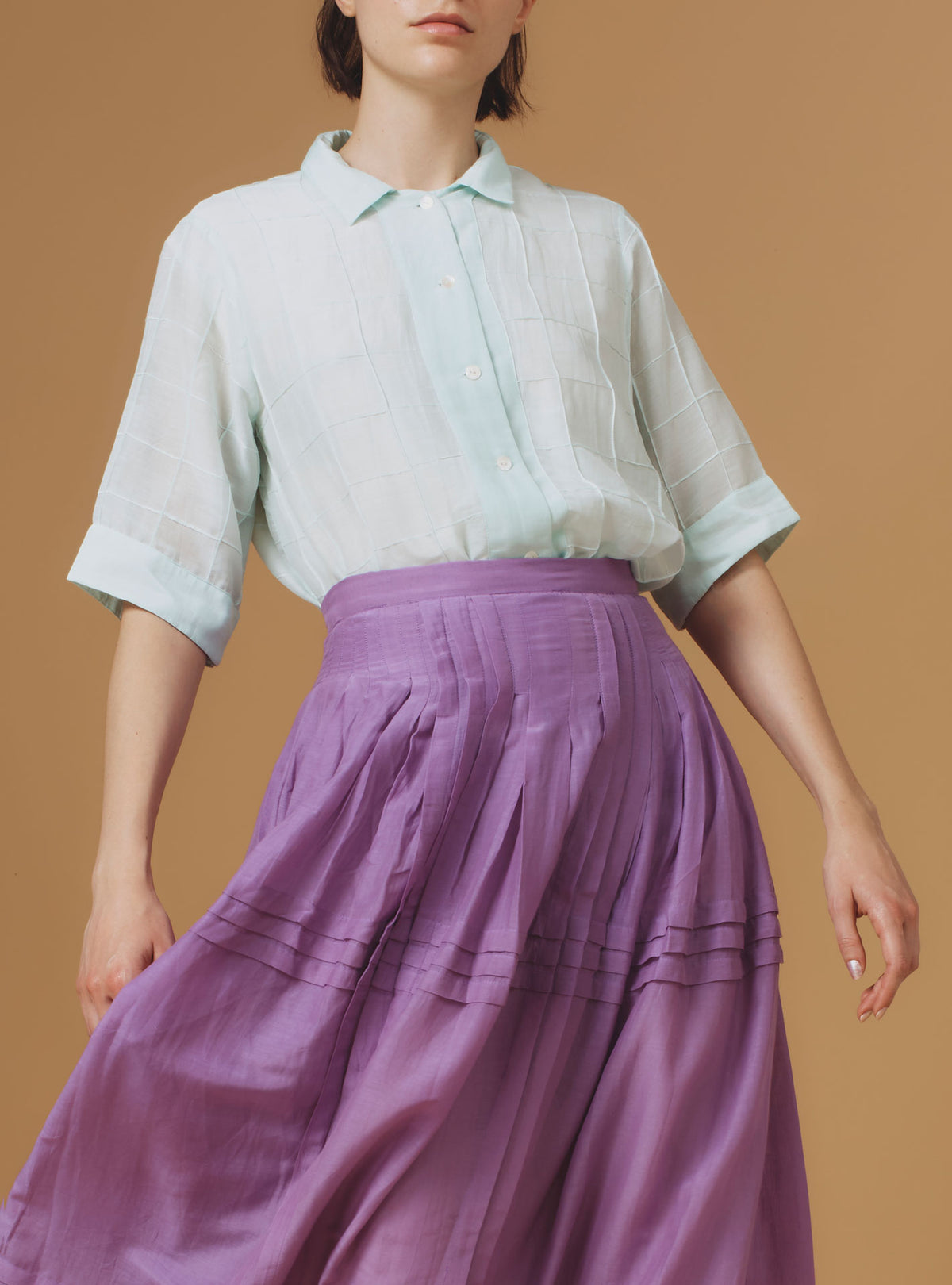 Zouk Shirt - Optical Pleats - Mint
