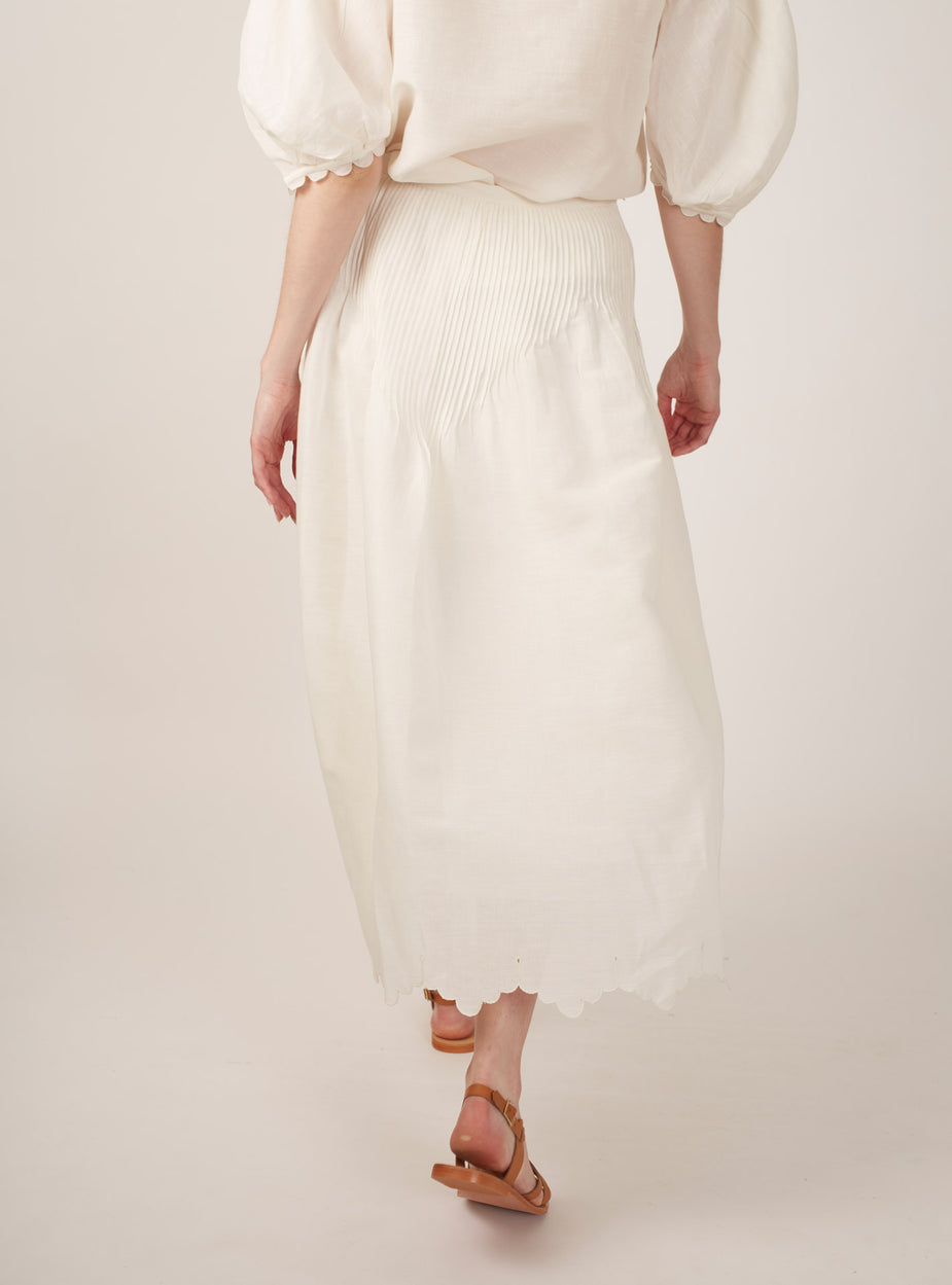 Verde Skirt - Jacobean Scallops - Navy