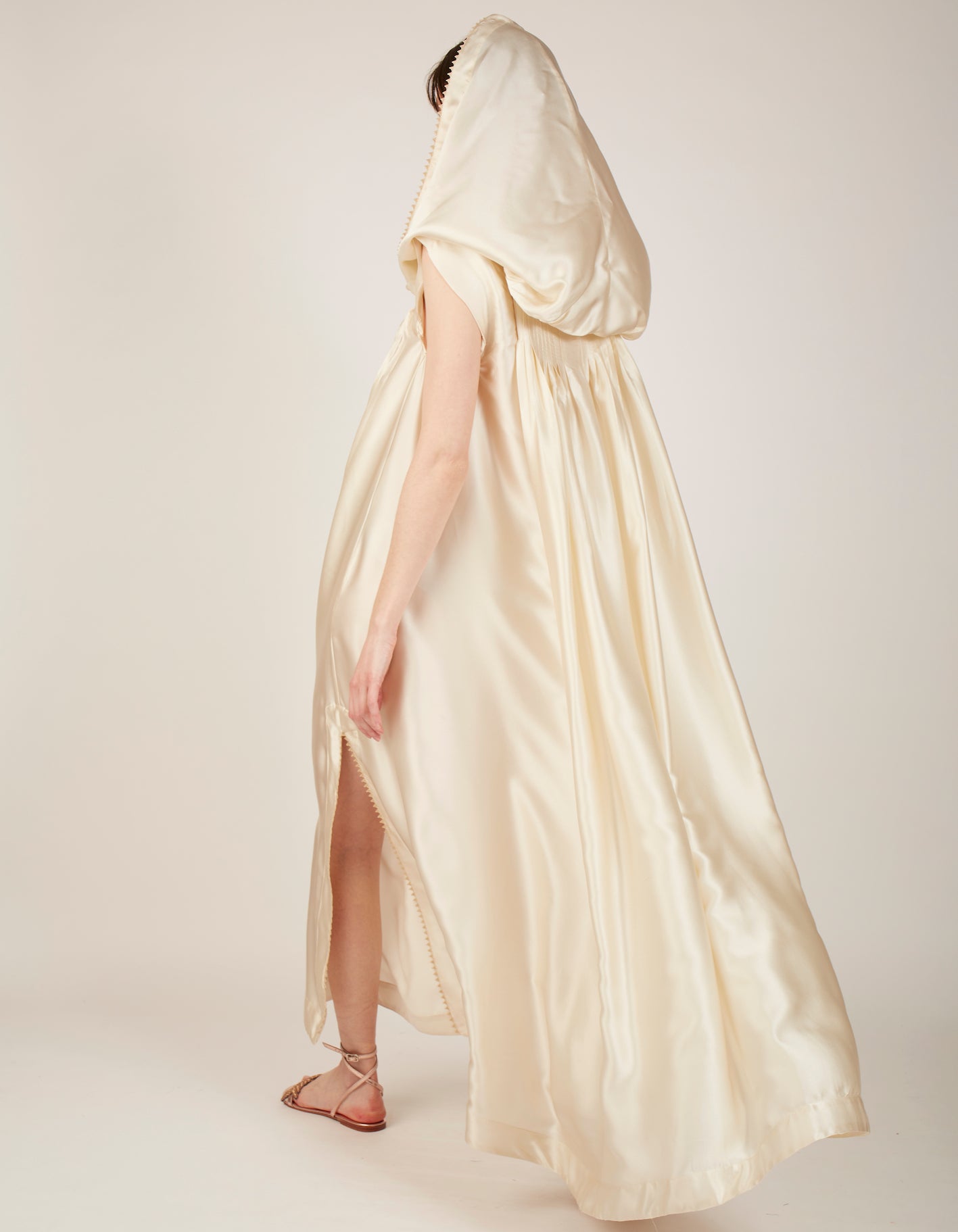 Back view of Eden Ivory Silk Kaftan by Thierry Colson