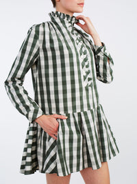 Detail of Lizbeth Green & White Mini Dress - Thierry Colson