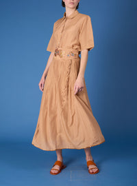 Verde Skirt & Obi Belt - Gipsy Embroidery - Sand Rose