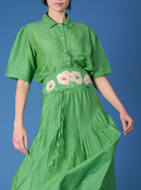 Verde Skirt & Obi Belt - Gipsy Embroidery - Veridian Green