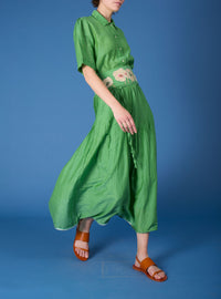 Verde Skirt & Obi Belt - Gipsy Embroidery - Veridian Green