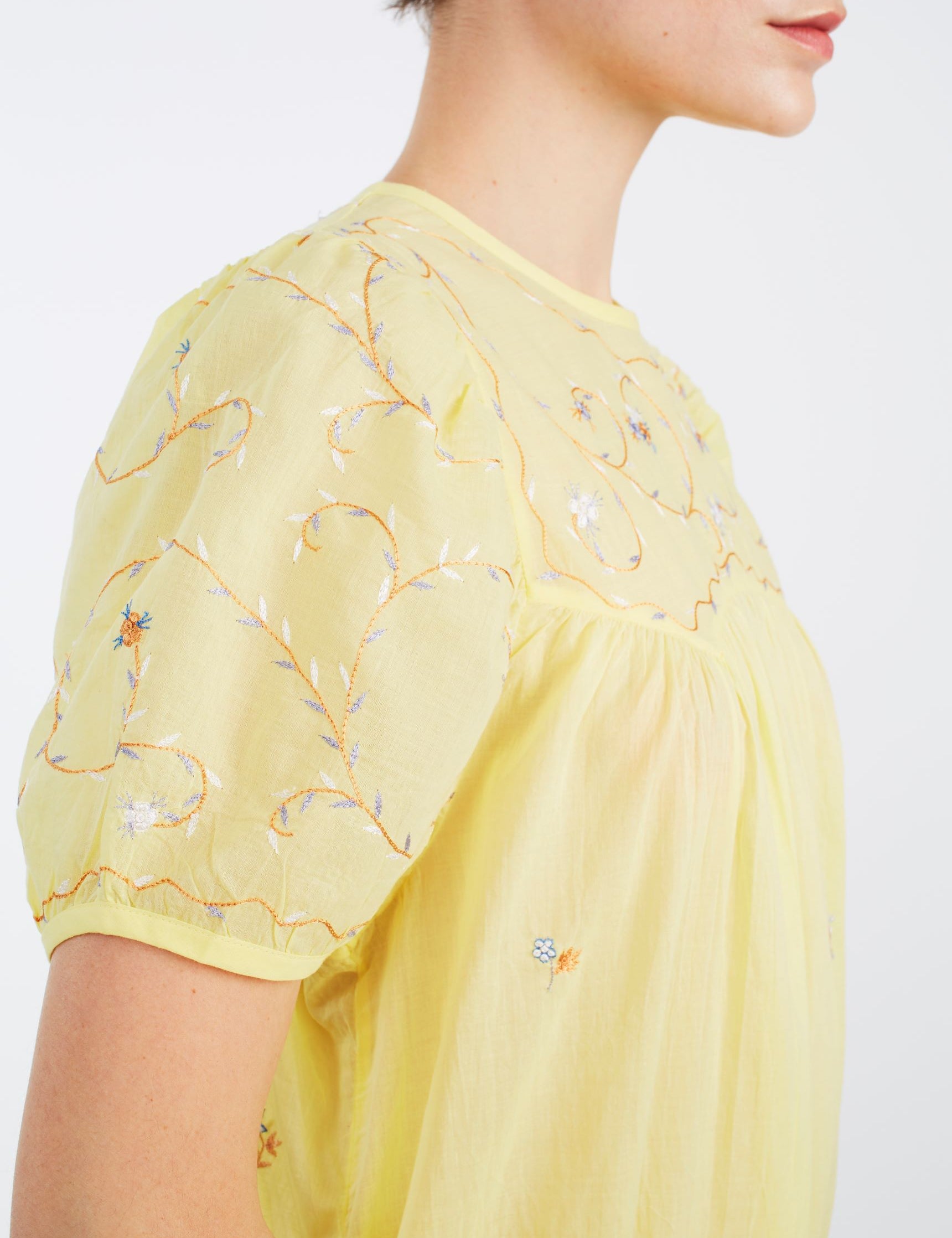 Detail of sleeve - Olympia Sweet Lemon cotton Dress by Thierry Colson