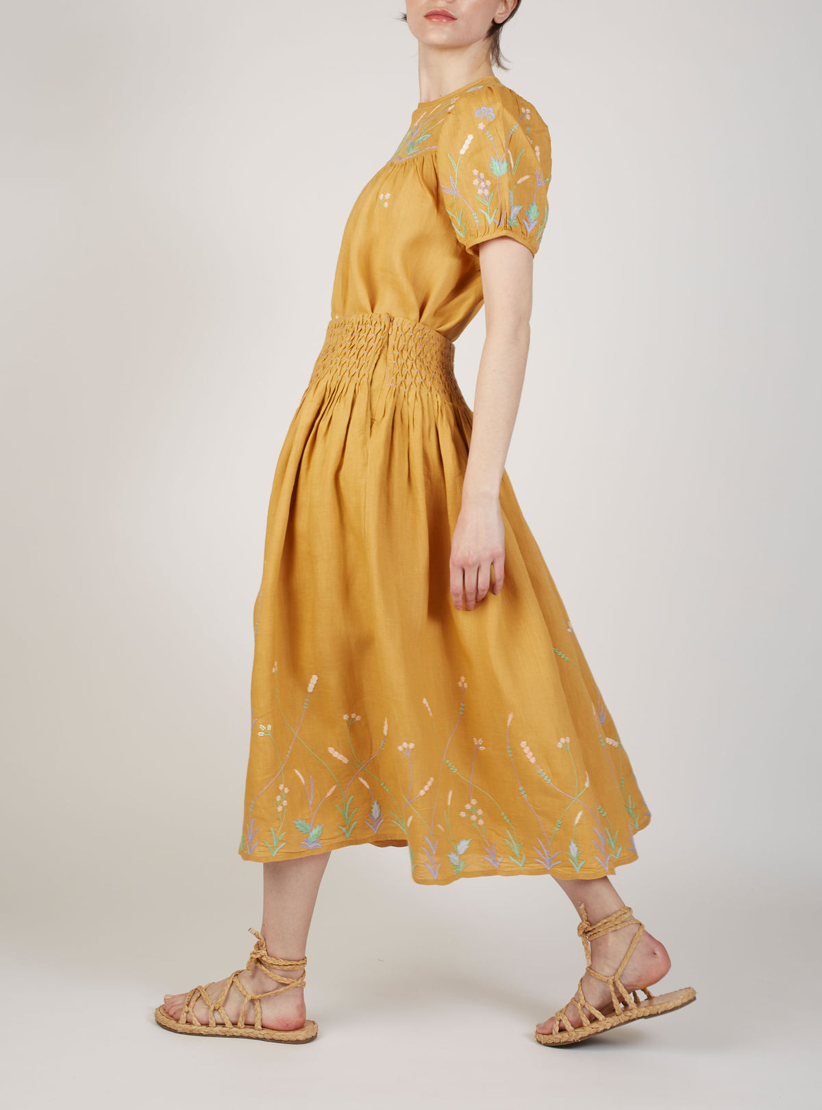 Olympia Top - Wild Floral Embroidery - Beige