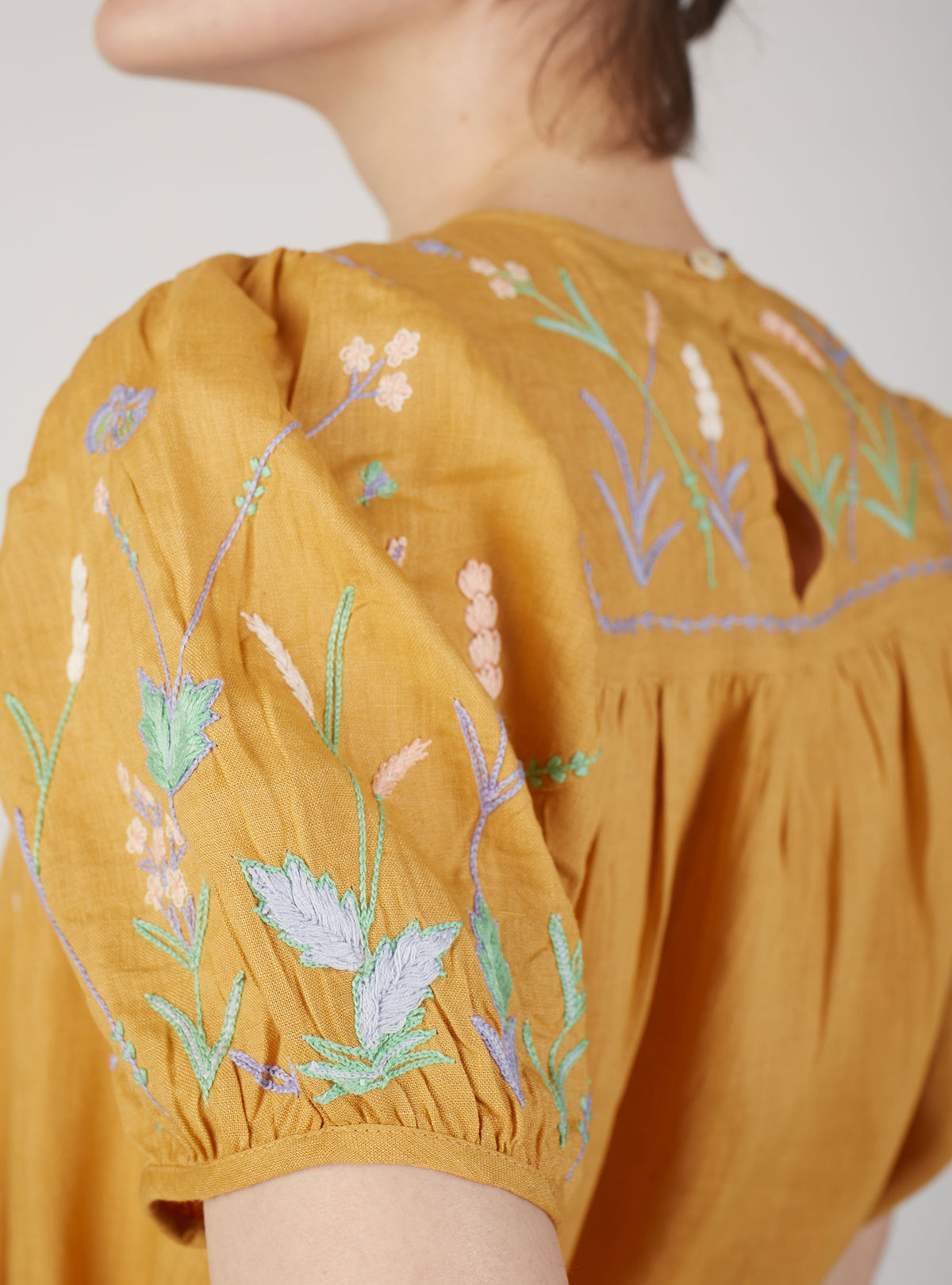 Olympia Top - Wild Floral Embroidery - Beige