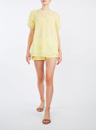Olympia Sweet Lemon Top with Armand shorts by Thierry Colson