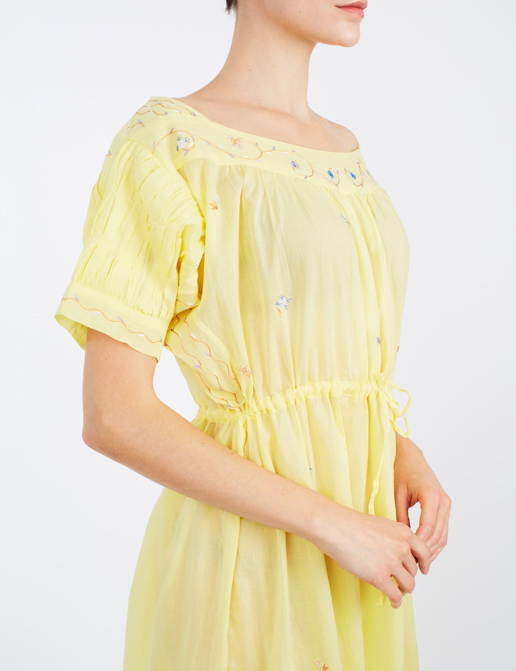 Collar detail of Tina Sweet Lemon Long Dress by Thierry Colson