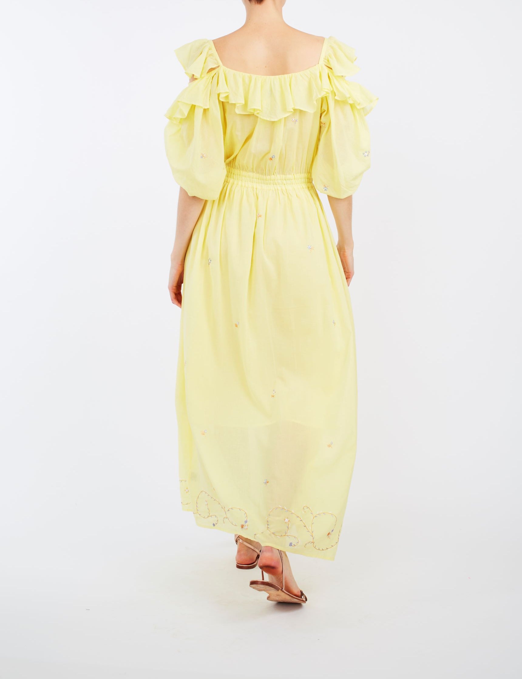 Back view of Venus Boudoir Sweet Lemon Dress by Thierry Colson