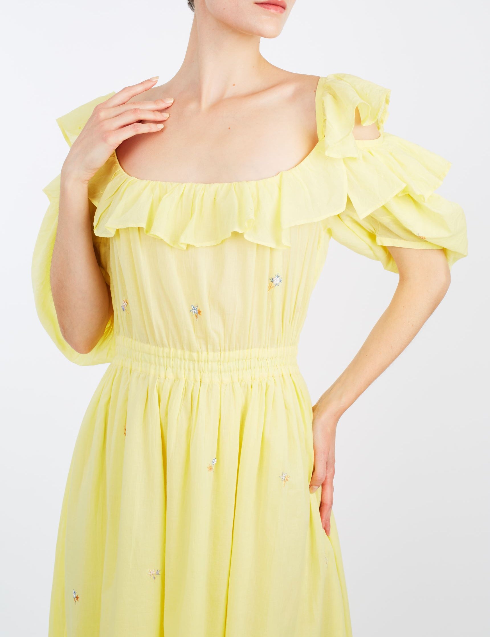 Collar Detail of Venus Boudoir Sweet Lemon Dress by Thierry Colson
