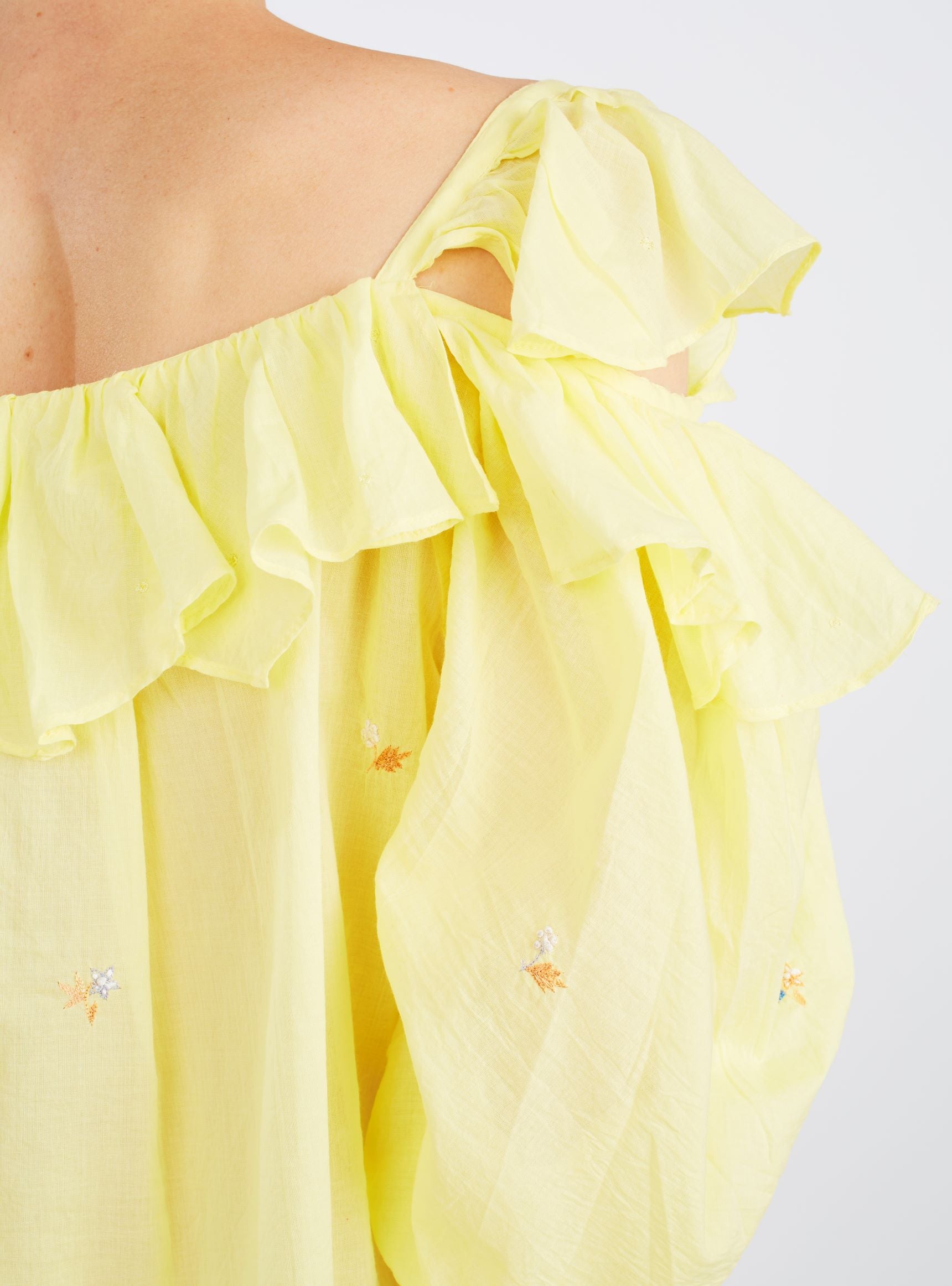Sleeve back detail of Venus Boudoir Sweet Lemon Blouse by Thierry Colson