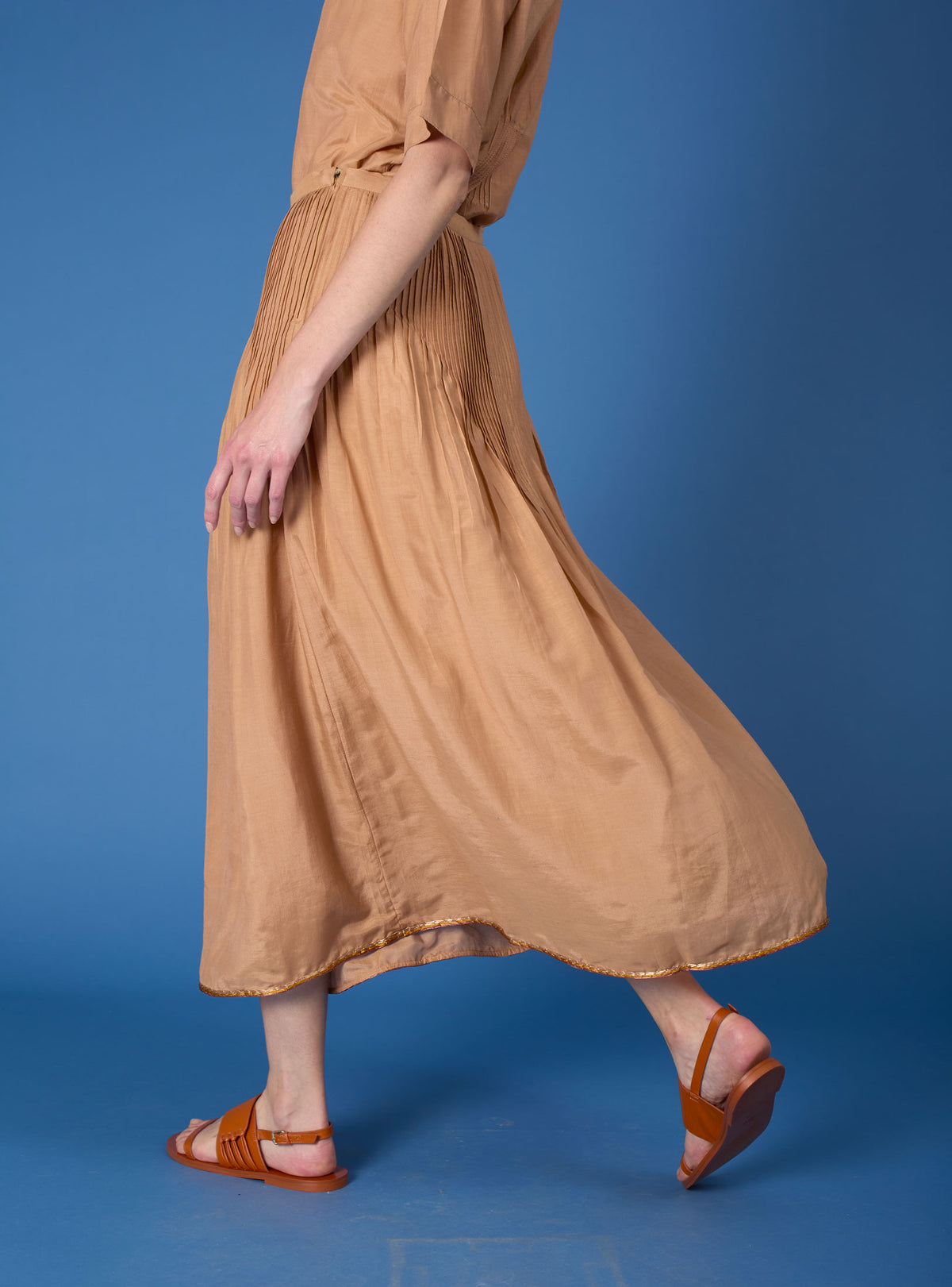 Verde Skirt & Obi Belt - Gipsy Embroidery - Sand Rose