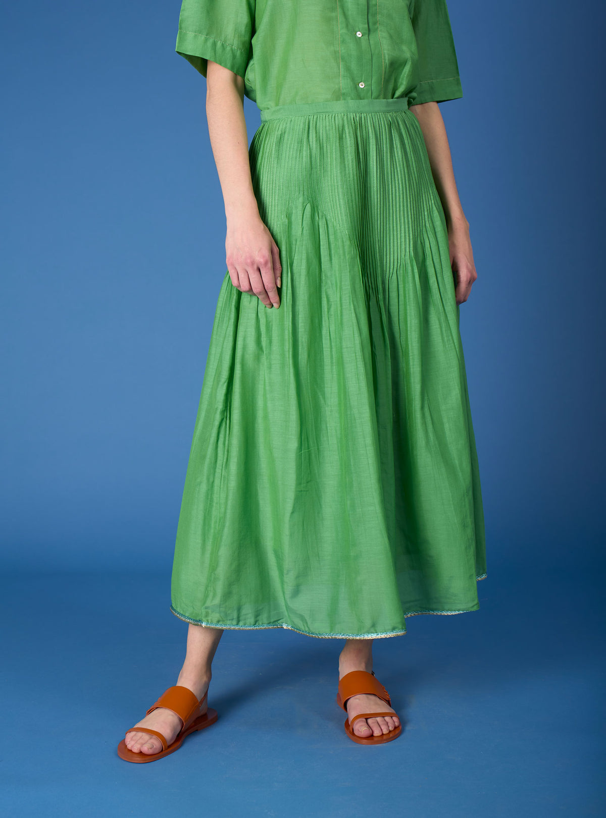 Verde Skirt & Obi Belt - Gipsy Embroidery - Veridian Green
