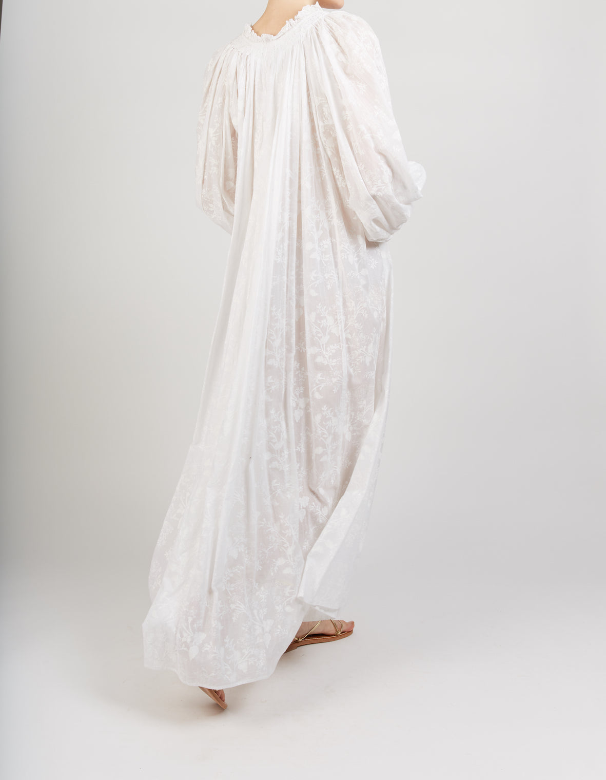 Back view of Vladia Chintz White long Dress by Thierry Colson