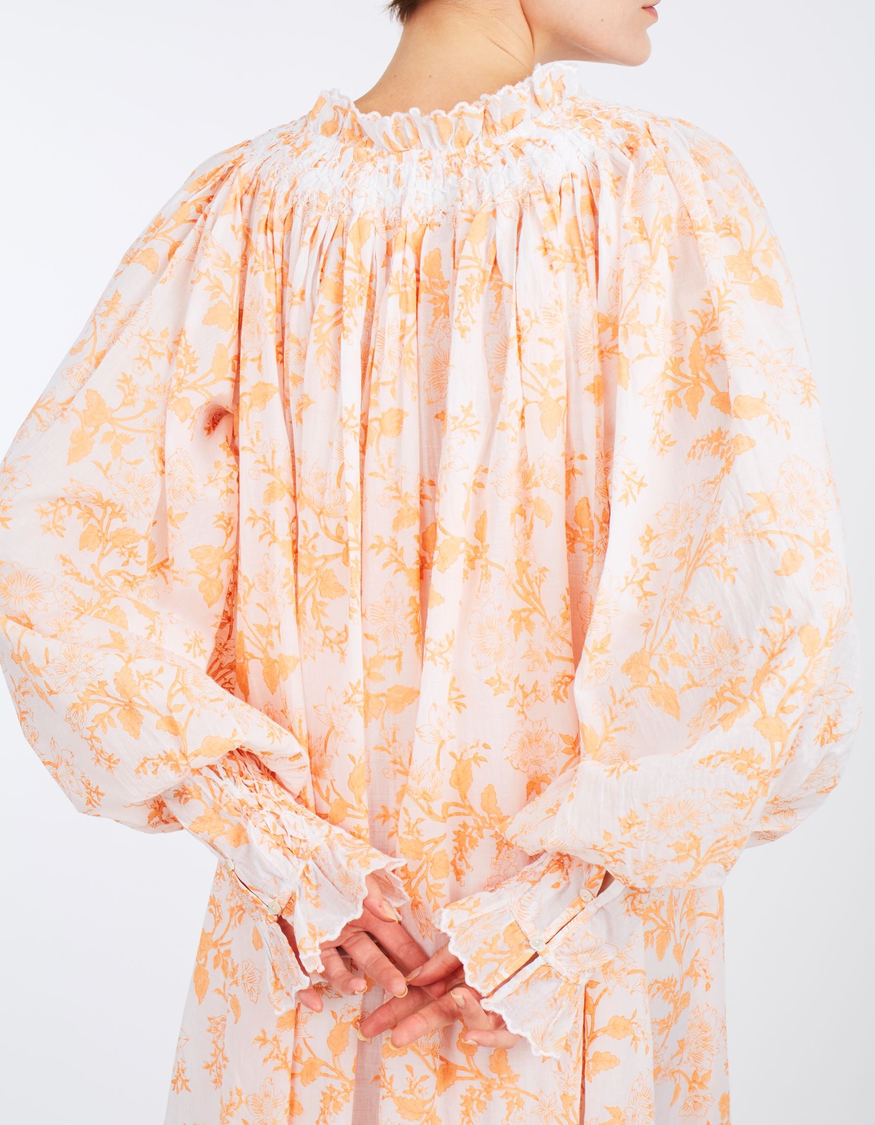 Back detail of Vladia Chintz Apricot Dress by Thierry Colson