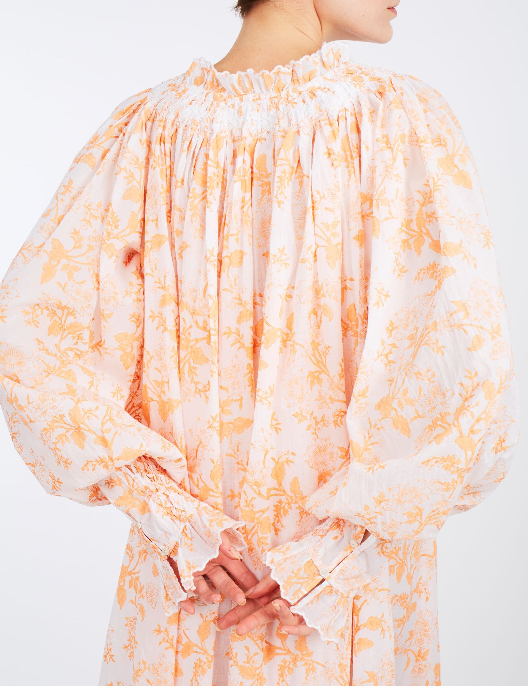 Back detail of Vladia Chintz Apricot Dress by Thierry Colson