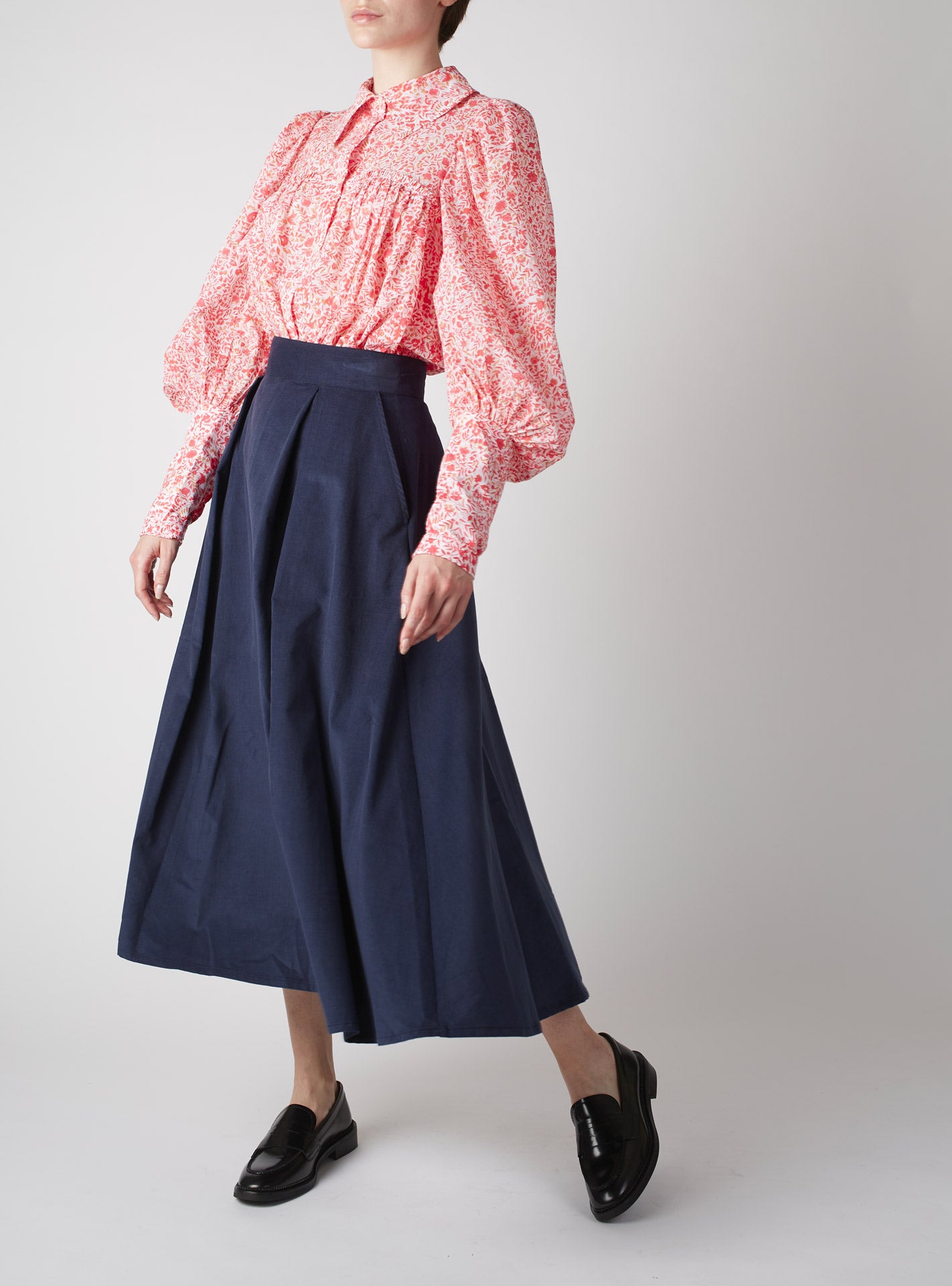 Large view of Wallis Raspberry Floral Jaal Blouse with a Wynona skirt by Thierry Colson