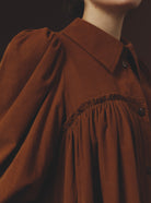 zoom on the collar of Wendy Squirrel Brown Dress - Plain Corduroy by Thierry Colson