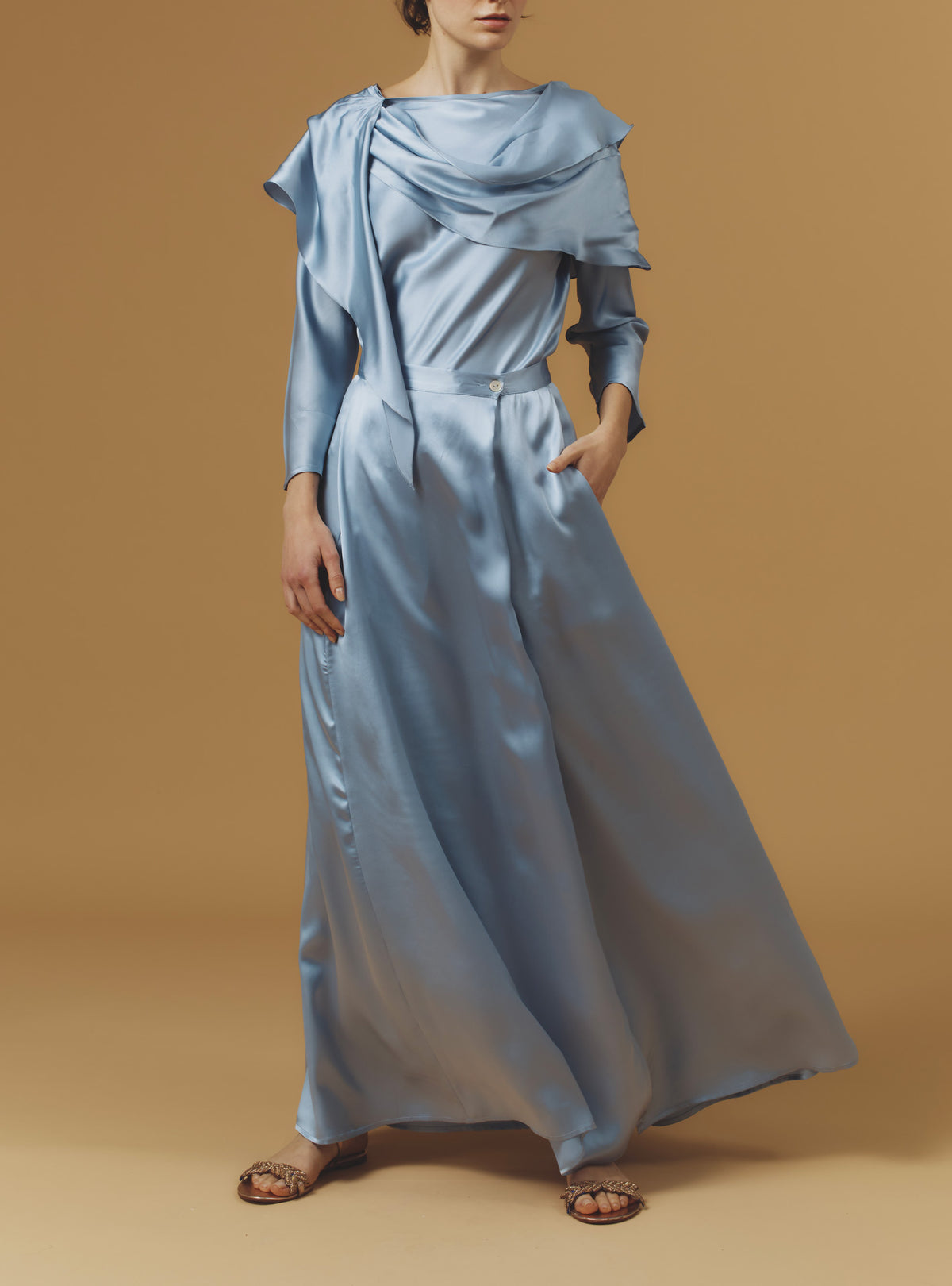 Whitney top - Silk - Silver blue