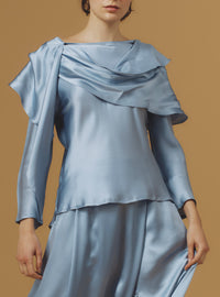 Whitney top - Silk - Silver blue