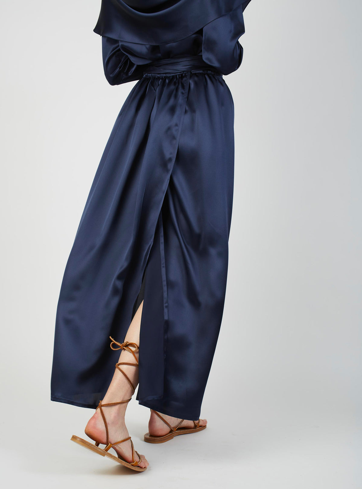 Ylang Skirt long - Silk - Night blue