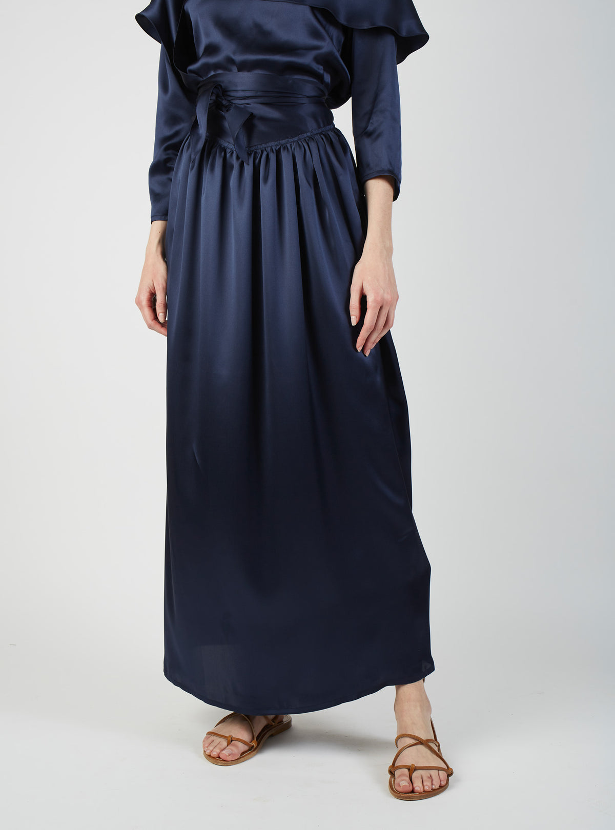 Ylang Skirt long - Silk - Night blue