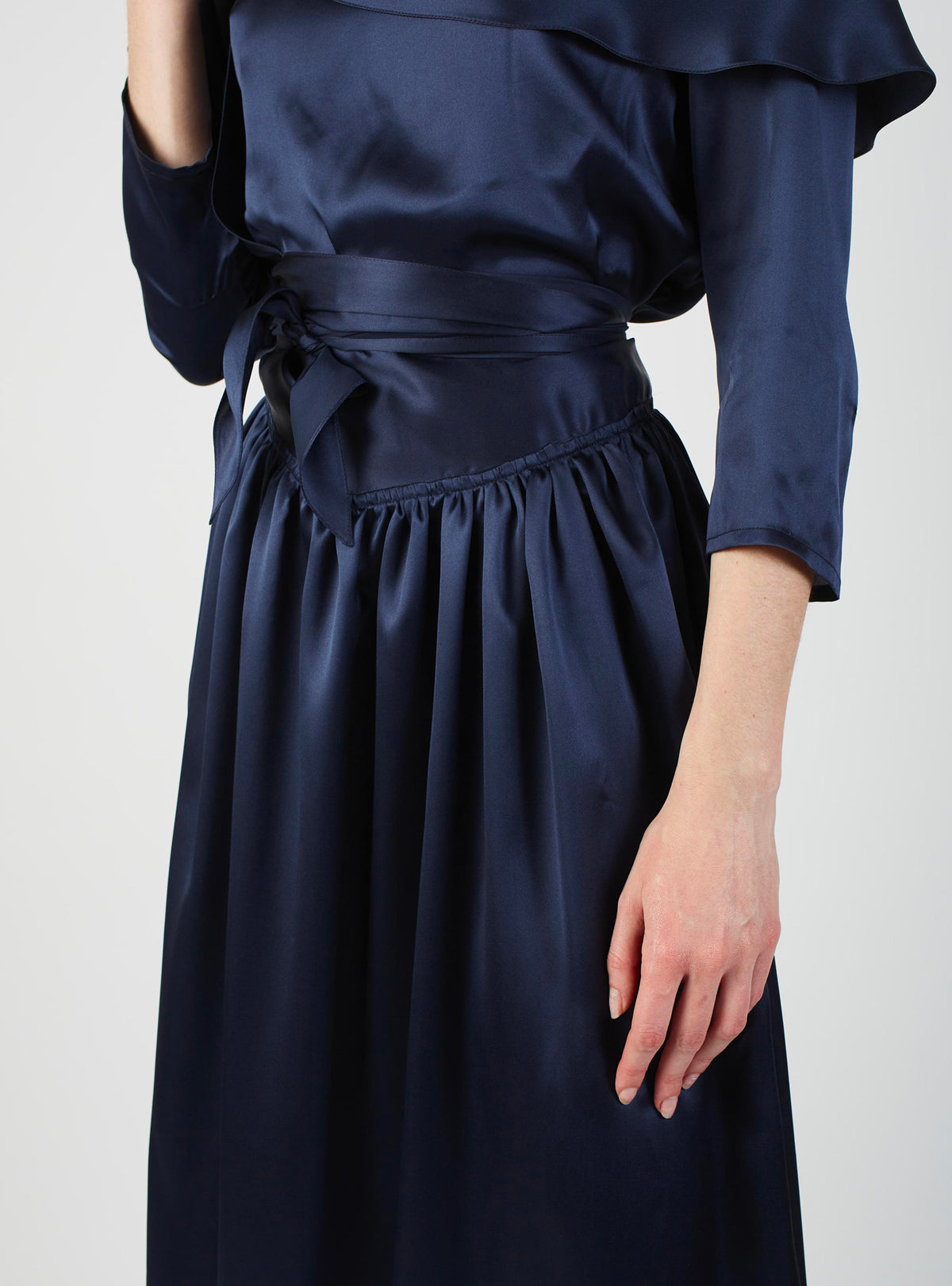 Ylang Skirt long - Silk - Night blue